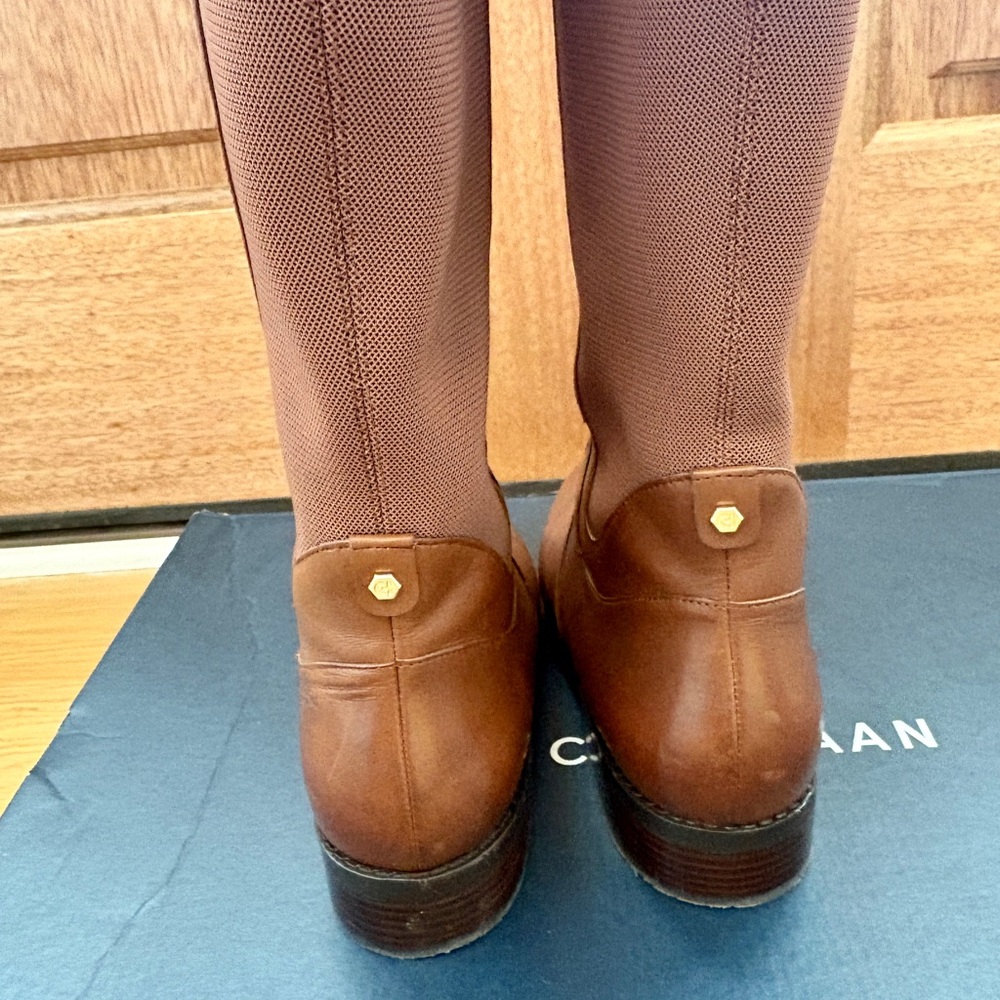 Cole Haan Brown Knee-High Leather Riding Boots - Picture 5 of 8